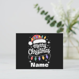 Frohe Weihnachtslicht Weihnachtsmannmütze Personal Feiertagspostkarte