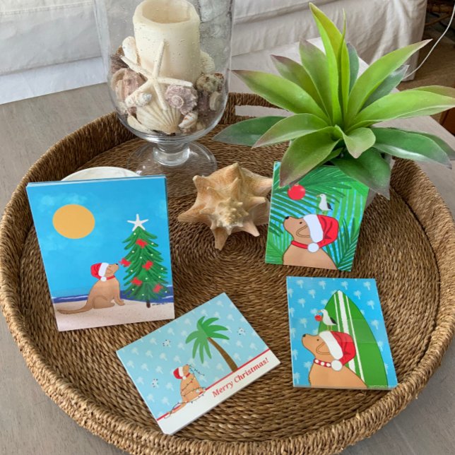 Frohe Weihnachtslichter Hund Postkarte (Von Creator hochgeladen)