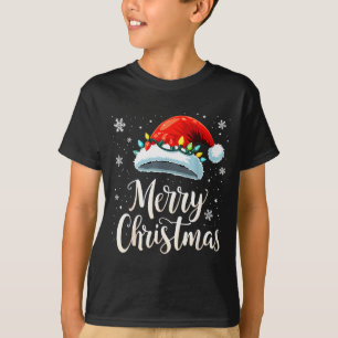 Frohe Weihnachtslichter Rote Santa-Mütze Weihnacht T-Shirt