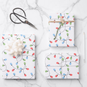 Frohe Weihnachtslichtmuster Geschenkpapier Set