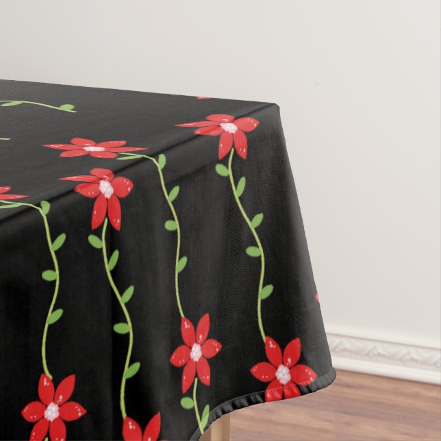 Frohe Weihnachtslieder, Poinsettia Black Tischdecke (Beispiel)