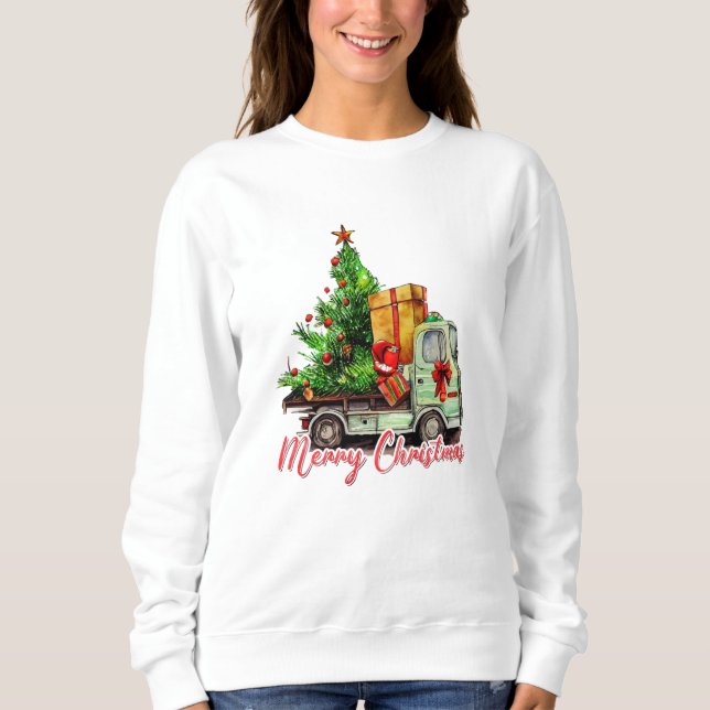 Frohe Weihnachtslieferung Truck Sweatshirt (Vorderseite)