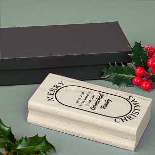 Frohe Weihnachtslozenge Logo Stil Bold Script Gummistempel