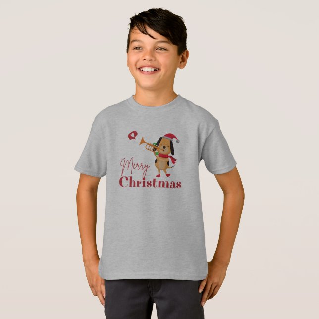 Frohe Weihnachtslustige Hündin T-Shirt (Vorne ganz)