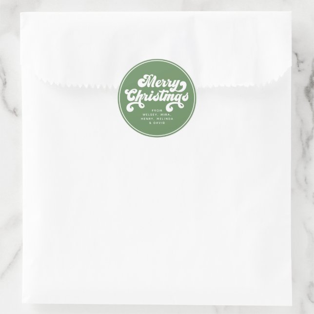 Frohe Weihnachtslustigkeit Einfache Retro Typograf Runder Aufkleber (Tasche)