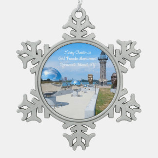 Frohe Weihnachtsmädchen Puzzle Mon. Verzierung Schneeflocken Zinn-Ornament