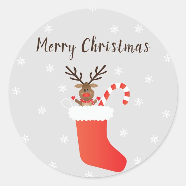 Frohe Weihnachtsmann in einem Strumpf Candy Cane Runder Aufkleber (Vorderseite)