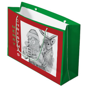 Frohe Weihnachtsmann und Reindeer Große Geschenktüte