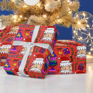 Frohe Weihnachtsmann-Verpackungspapier Geschenkpapier