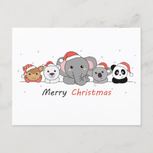 Frohe Weihnachtsmänner Tiere Niedlicher Tiere Pos Postkarte