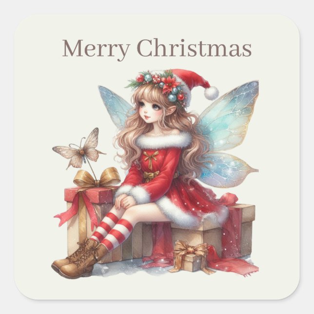 Frohe Weihnachtsmärchen Quadratischer Aufkleber (Vorderseite)