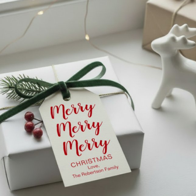 Frohe Weihnachtsmarken in Rot oder Ihre Farbwahl Geschenkanhänger (Von Creator hochgeladen)