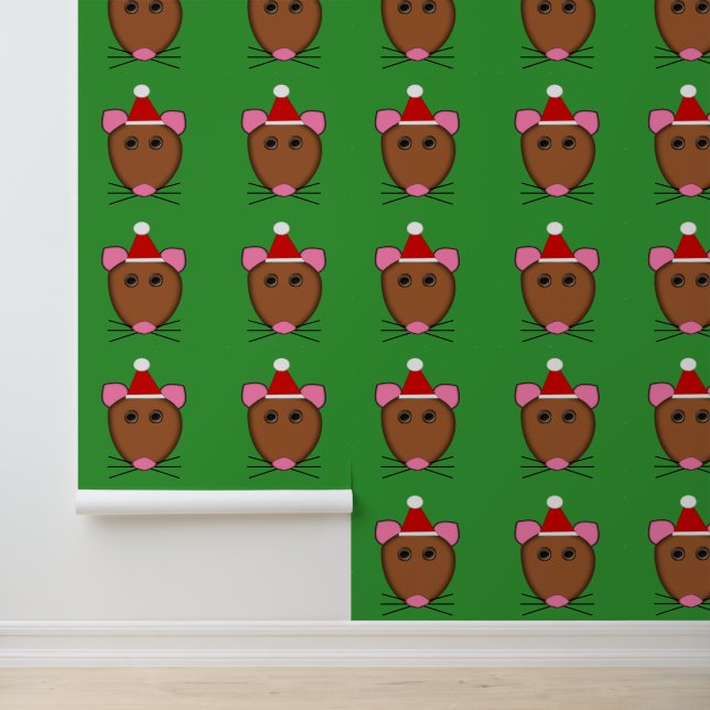 Frohe Weihnachtsmäuse Gemustert Tapete (Anwendung)