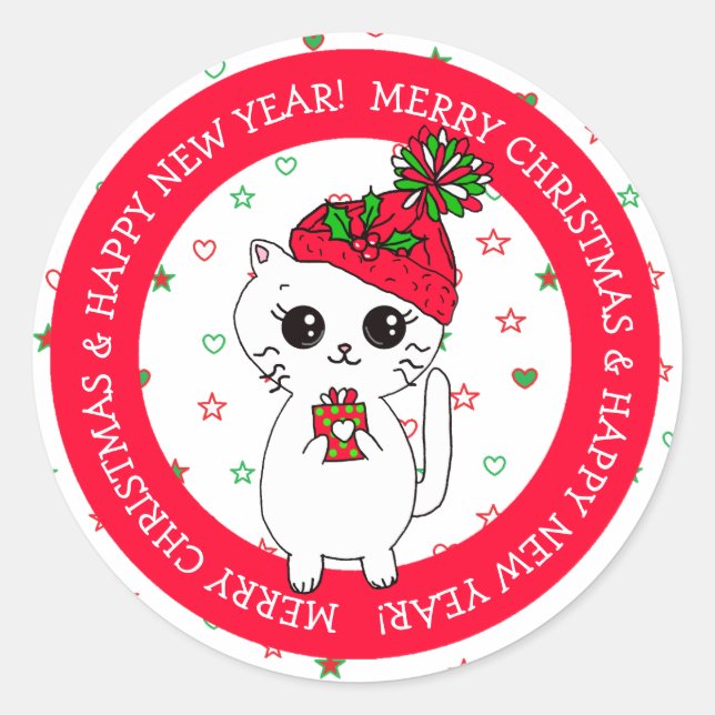 Frohe Weihnachtsmäuse mit Käse Urlaub Runder Aufkleber (Vorderseite)