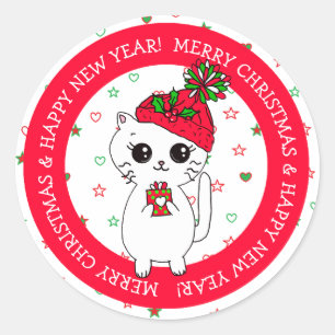 Frohe Weihnachtsmäuse mit Käseurlaub Runder Aufkleber