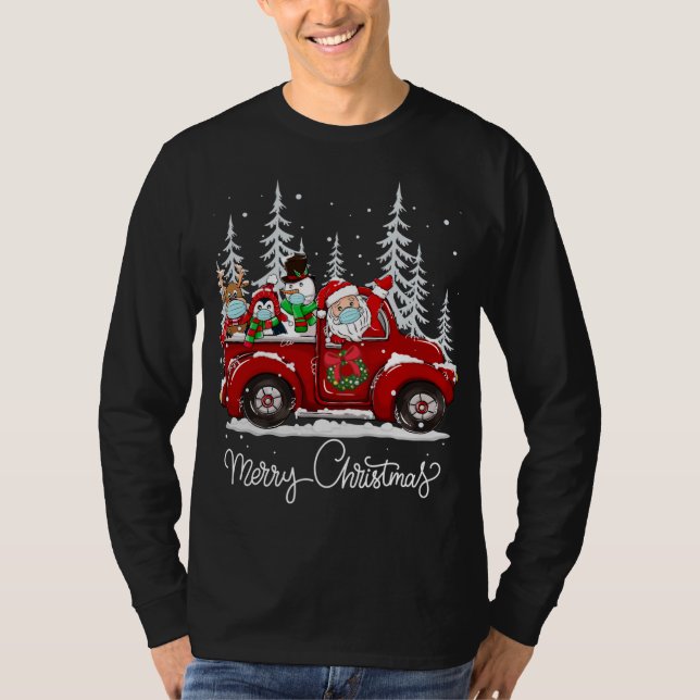 Frohe Weihnachtsmeisterin Santa Face Maske Red Tru T-Shirt (Vorderseite)