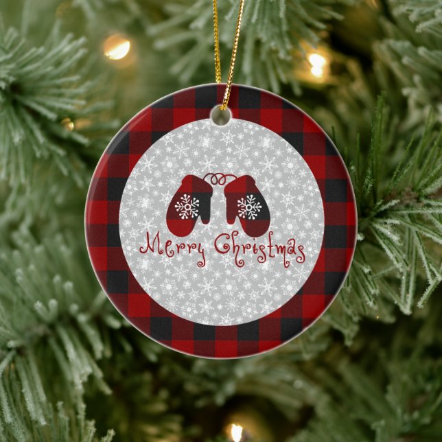 Frohe Weihnachtsmilben Keramik Ornament (Baum)