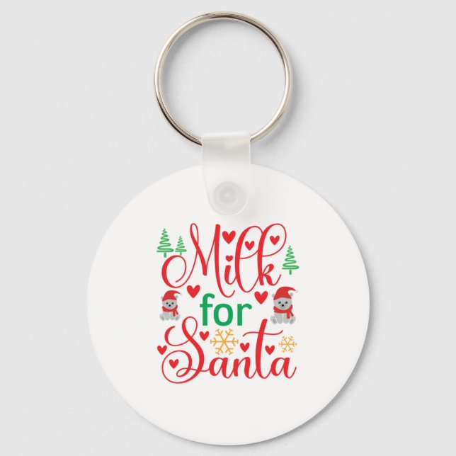 Frohe Weihnachtsmilch für den Weihnachtsmann Schlüsselanhänger (Vorderseite)