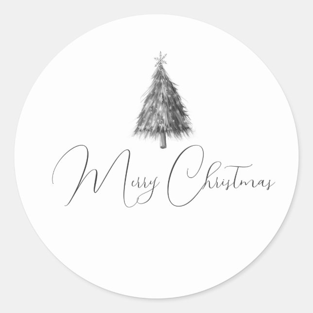 Frohe Weihnachtsminimalistische Skizze Runder Aufkleber (Vorderseite)