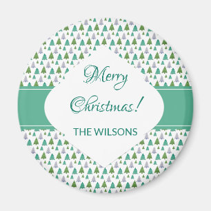 Frohe Weihnachtsminze Grüne Wasserfarben Baum Magnet