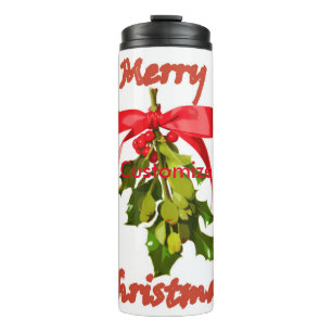 Frohe Weihnachtsmistel Thermosbecher