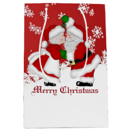 Frohe Weihnachtsmistletoe Santa Gift Bag Mittlere Geschenktüte