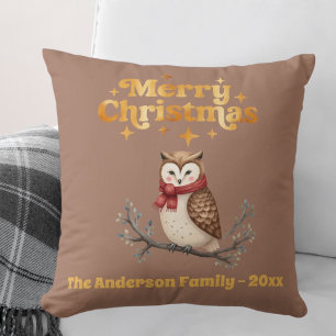 Frohe Weihnachtsmocha niedliche Eule Kissen