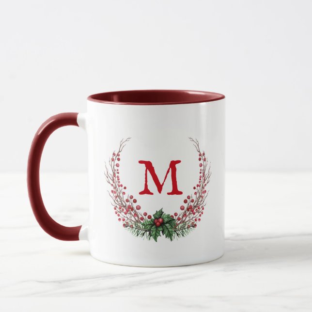 Frohe Weihnachtsmonogramm  Tasse (Links)