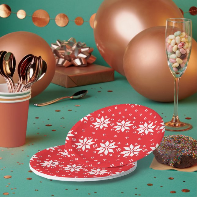 Frohe Weihnachtsmuster 5 Pappteller (Multi)