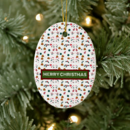 Frohe Weihnachtsmuster Elegant Keramik Ornament