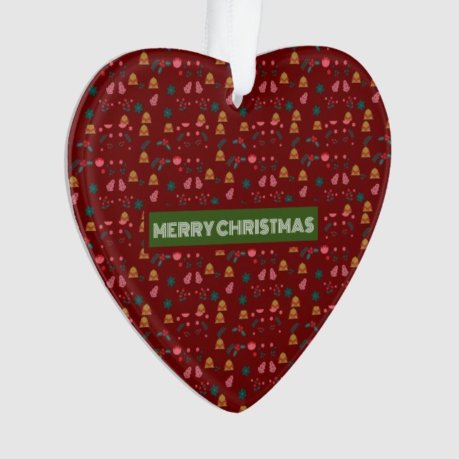 Frohe Weihnachtsmuster Elegant Ornament (Vorderseite)