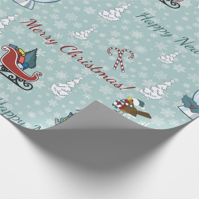 Frohe Weihnachtsmuster Geschenkpapier (Ecke)