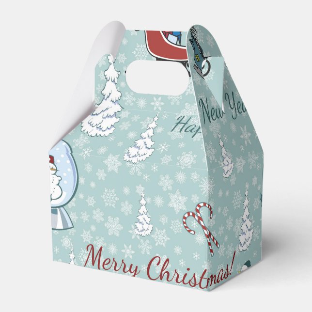 Frohe Weihnachtsmuster Geschenkschachtel (Vorderseite)