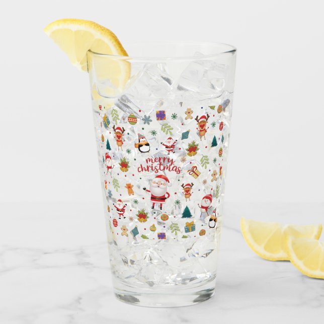 Frohe Weihnachtsmuster Glas (Vorderseite Ice)