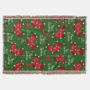 Frohe Weihnachtsmuster rot und grün Decke