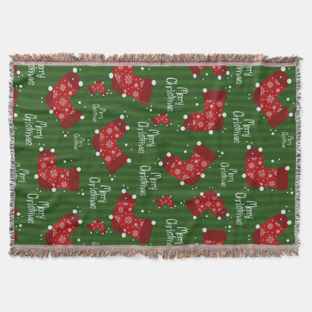 Frohe Weihnachtsmuster rot und grün Decke (Vorderseite)