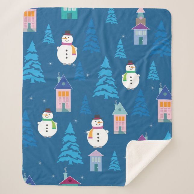 Frohe Weihnachtsmuster Sherpadecke (Vorderseite)