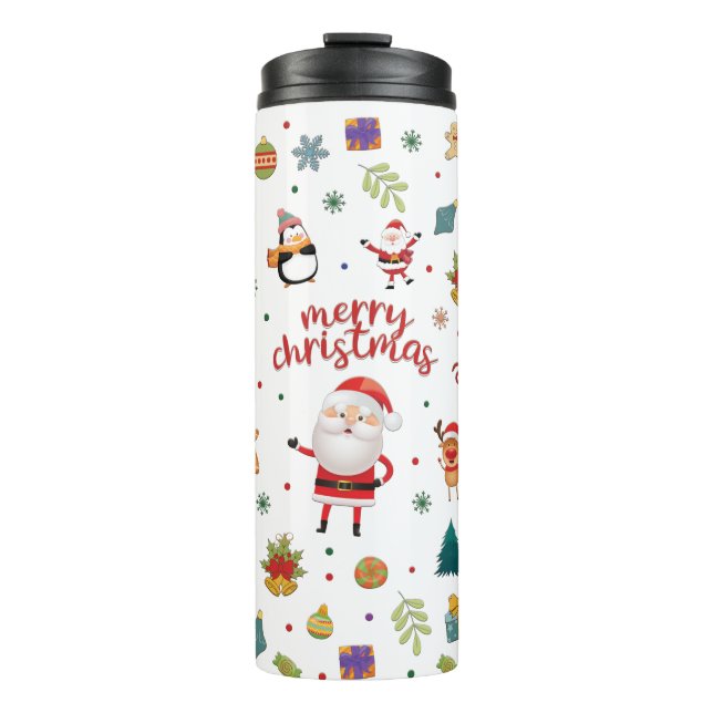 Frohe Weihnachtsmuster Thermosbecher (Vorderseite)