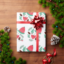 Frohe Weihnachtsmütze und Pinecones Geschenkpapier