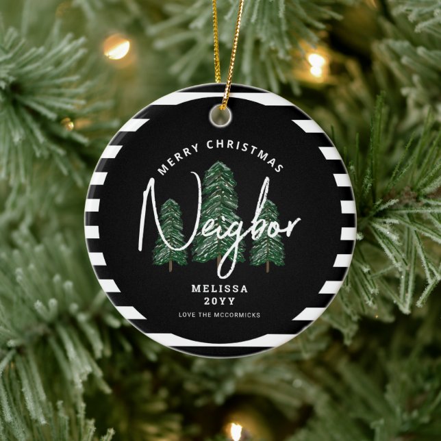 Frohe Weihnachtsnachbarschaft Personalisierte Sitt Keramik Ornament (Baum)
