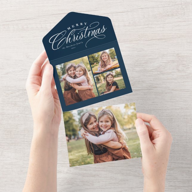 Frohe Weihnachtsnacht 4 Foto Urlaub dreimal All In One Einladung (Abreißen)