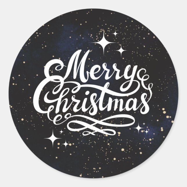 Frohe Weihnachtsnacht Sky Runder Aufkleber (Vorderseite)