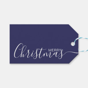 Frohe Weihnachtsnachtsnacht Blau Weiß Minimalisti Geschenkanhänger