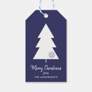 Frohe Weihnachtsnachtsnacht Blaue Weihnachtsbaume Geschenkanhänger