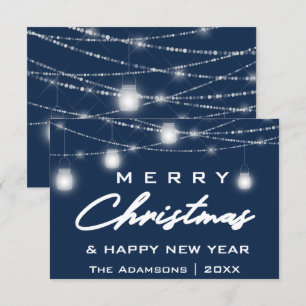 Frohe Weihnachtsnamen Foto Lights Blue Navy Einladung