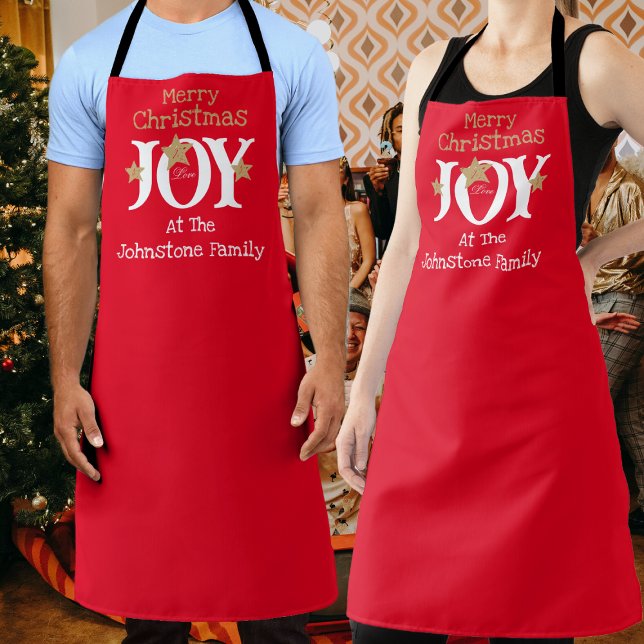 Frohe Weihnachtsnamen Script Cool Chic Niedlich Re Schürze (Bring some extra Joy to your holiday party with these cheerful Christmas red aprons.)