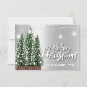 Frohe Weihnachtsnamen Tree Rose Lights Silver Einladung