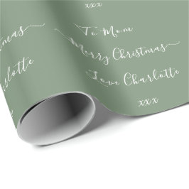 Frohe Weihnachtsnamen zu von Sage Green Geschenkpapier