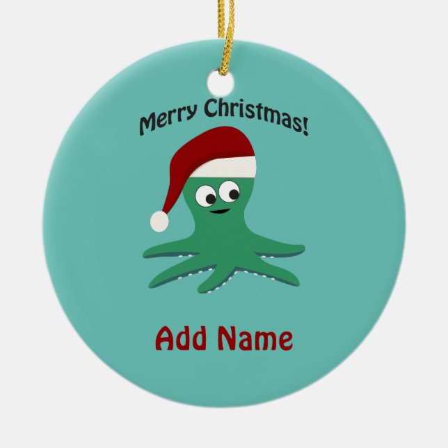 Frohe Weihnachtsoktopus Keramik Ornament (Vorne)