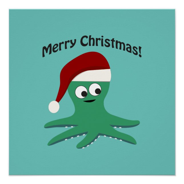 Frohe Weihnachtsoktopus Poster (Vorderseite)